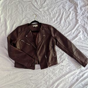 Brand new burgundy Moto jacket *SOLD ON DEPOP*